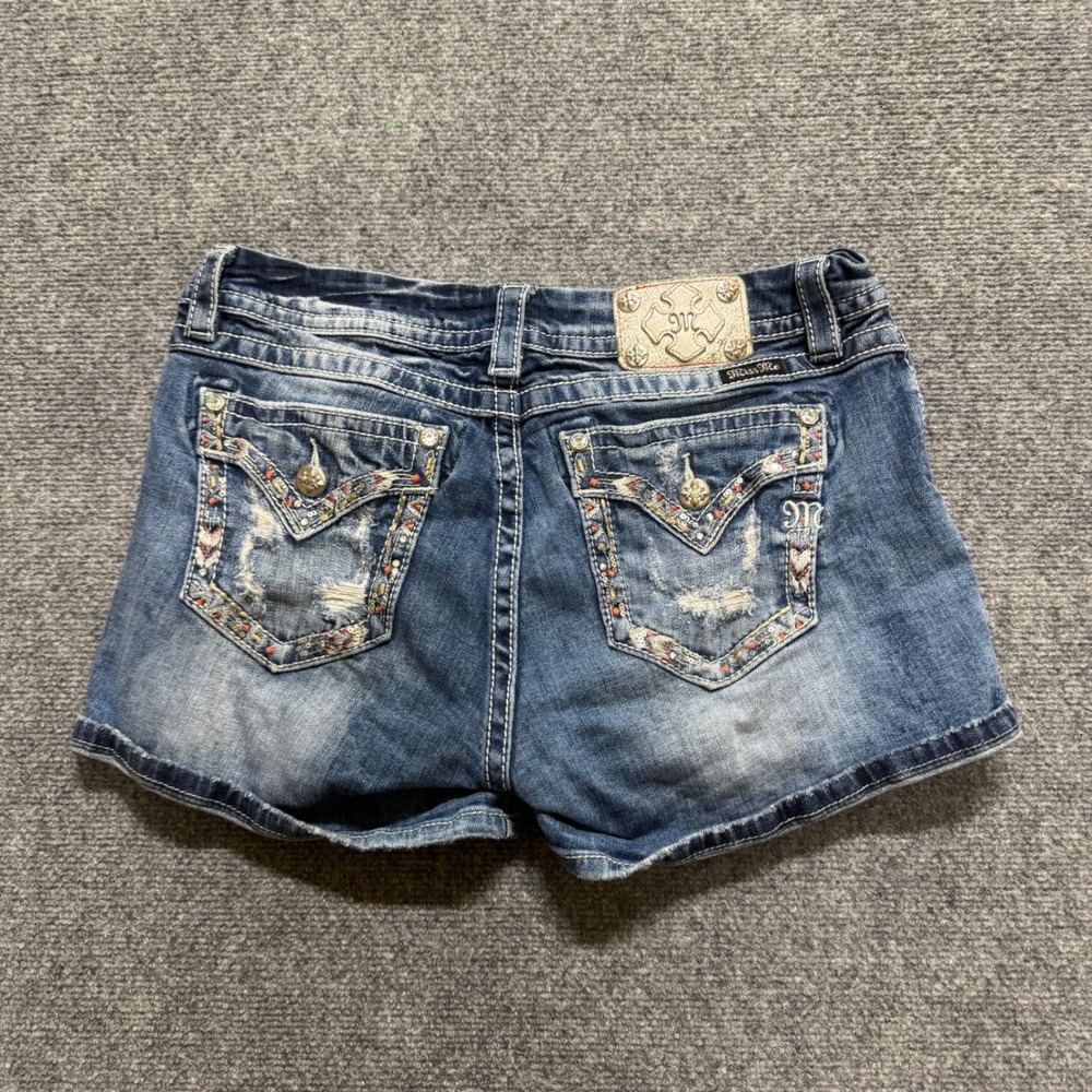 Miss Me Denim Jean Shorts Women's 31 Grunge Y2K Washed Distressed Aztec 90s